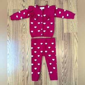 Hearts Sweater Outfit Baby Girl 9M